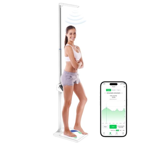 arboleaf Digital Physician Scale, FSA HSA Eligible, Ultrasonic Height and Weight Scale, Smart Body Composition Analyzer for Gym and Home, 11-485lb, 6ft.4.8in, Body Fat Measurement, Weight, Height, BMI - Image 2