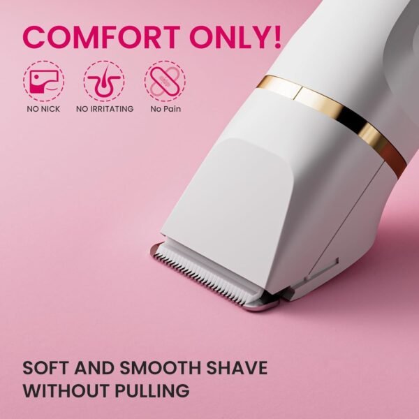 Electric Razors for Women, 5-in-1 Wet/Dry Bikini Trimmer with USB Charge Dock, Deluxe Facial Hair Removal, Wet/Dry Body Shaver for Nose Eyebrows Beard Underarm Leg Arm, IPX7 Waterproof (White) - Image 6