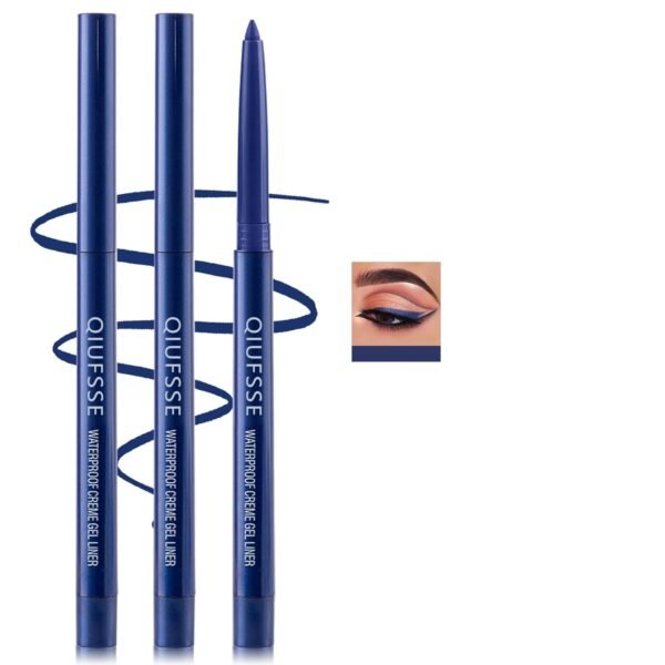 3PCS Blue Eyeliner Pencil Waterproof Eyeliner Pen Retractable Colorful Eyeliner Easy to Use Eyeliner Pen for Women,Pro Delineador De Ojos A Prueba de Agua（Dark Blue Shine） - Image 2