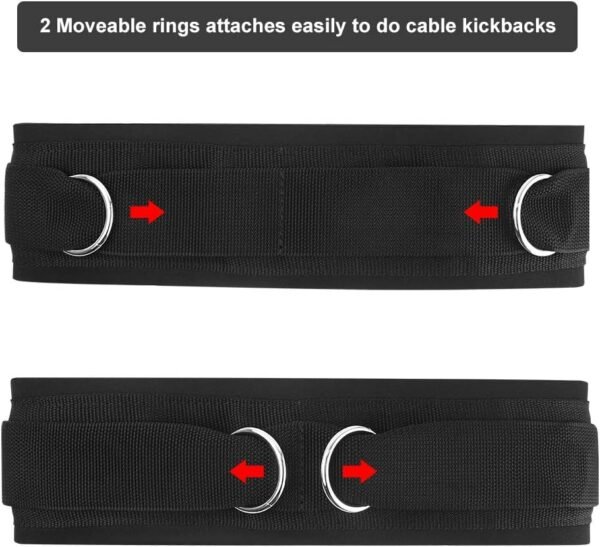Waist Belt Neoprene Padded Gym Pulley Strap with Rings for Cable Machines Fitness Exercise Speed Agility Resistance Training - Image 5