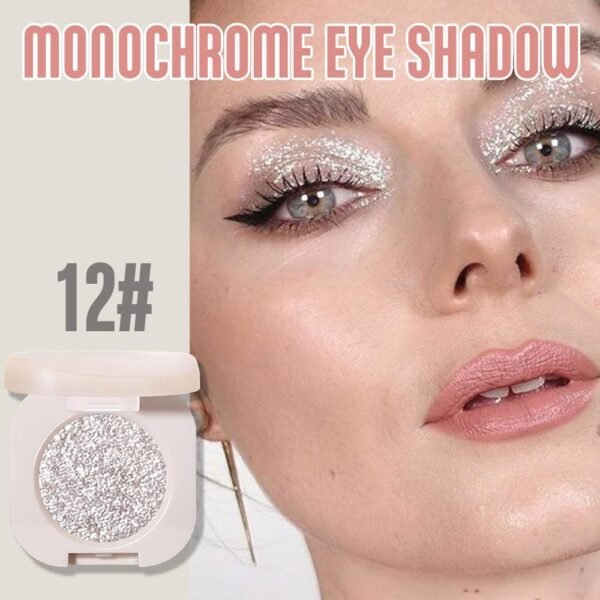 Monochrome Glittler Eyeshadow, light Shimmer eyeshadow, pressed glitter eyeshadow, Glittler Matte Pressed Powder Single Vegan Eyeshadow; Talc, Paraben & Cruelty Free, Slive Glitter (12) - Image 3
