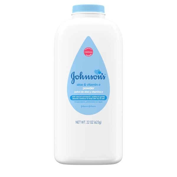 Johnson's Baby Powder, Pure Cornstarch, Aloe & Vitamin E, 22 Ounce (Pack of 3) - Packaging May Vary - Image 8