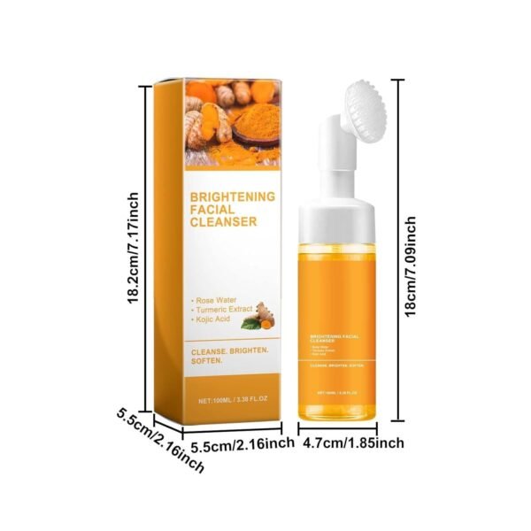 Glow Wash Turmeric Face Wash With Brush,Deep Cleansing Exfoliating Foaming Facial Cleanser. - Image 9