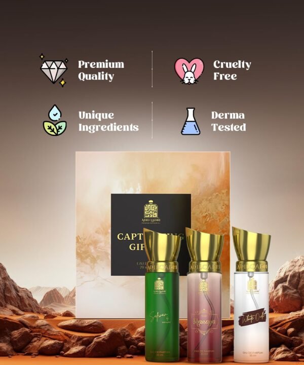 Adilqadri Captivating Trio Luxury Perfume Gift Set (3 x 20ml) | With Shanaya, White Oud, Safwan Perfume, Unisex Strong Woody, Fruity, Amber Long Lasting EDP Fragrance Set - Image 5