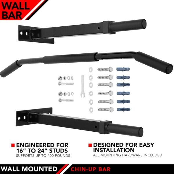 JFIT Wall Mounted Chin-Up Bar with Padded Foam Grips, Holds up to 400 LB - Image 6