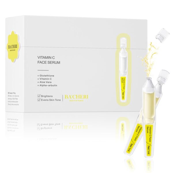 Vitamin C Serum for Face with Hyaluronic Acid, Glutathione, Organic Aloe Vera, Hydrating & Brightening Serum, Dark Spot Remover, Anti Aging Facial Serum, 30 Ampoules - Image 2