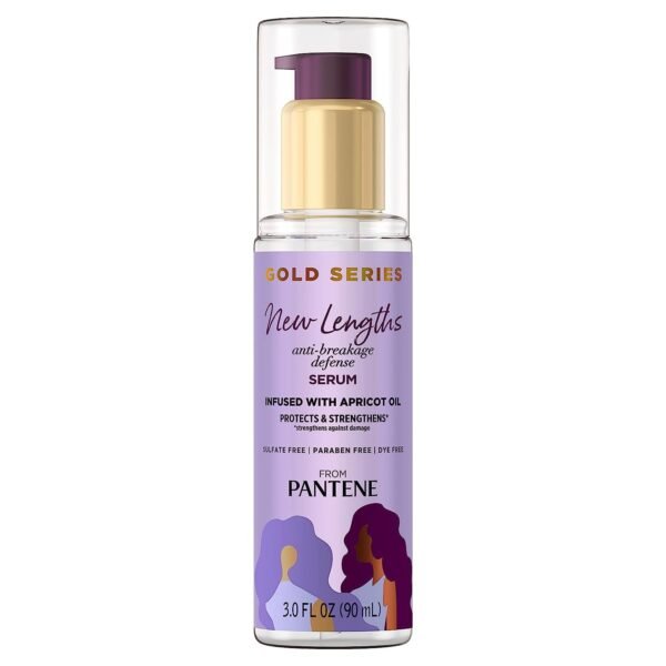 Pantene Gold Series New Lengths Anti-Breakage Defense Serum, Infused with Apricot Oil, Protects & Strengthens, for Natural, Textured, Curly, Coily Hair, Sulfate Free, 3 Fl Oz - Image 2