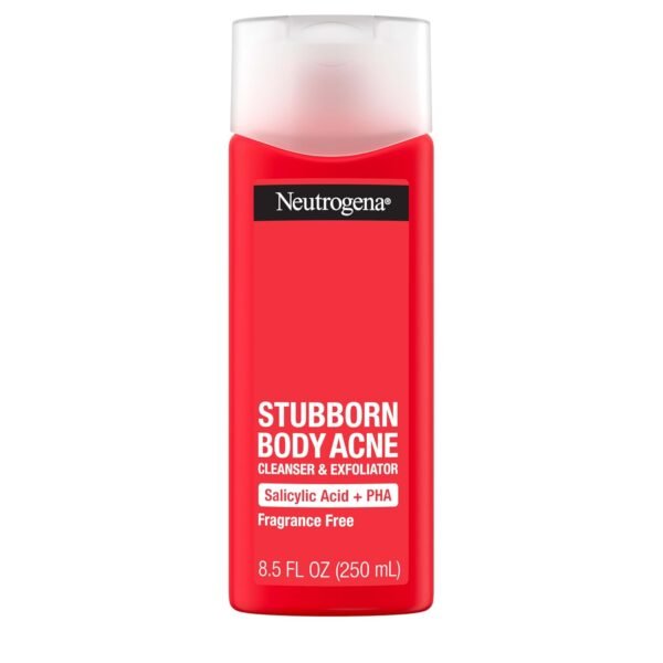 Neutrogena Stubborn Body Acne Cleanser & Exfoliator with Salicylic Acid & PHA for Acne-Prone Skin, Acne Treatment Gently Exfoliates & Helps Prevent Breakouts, Fragrance-Free, 8.5 fl. oz - Image 2