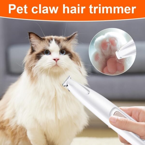 Saffory Electric Paw Trimmer with LED Light - Waterproof, Rechargeable, Low Noise Pet Hair Shaver for Dogs and Cats - Image 3