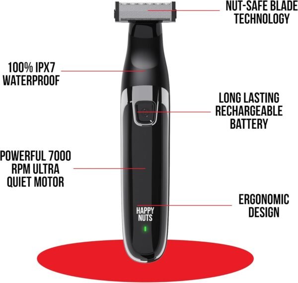 HAPPY NUTS The Ballber™ Electric Body Hair Trimmer for Men - Mens Body Groomer Kit for Privates - IPX7 Waterproof Shaver for Hard to Reach Areas - Image 5