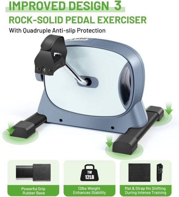 Under Desk Bike Pedal Exerciser, Portable Mini Exercise Bike with LCD Display for Home/Office, Desk Cycle for Leg/Arm with Handle, Leg Exerciser While Sitting for Physical Therapy - Image 6
