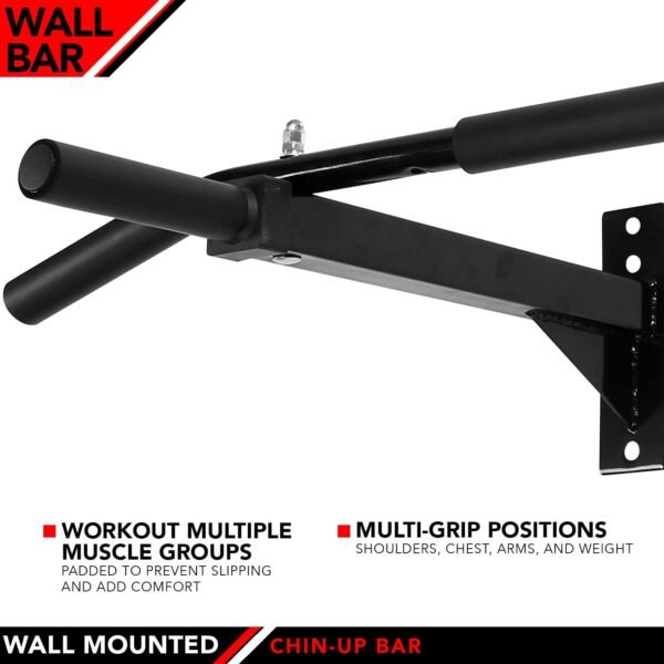 JFIT Wall Mounted Chin-Up Bar with Padded Foam Grips, Holds up to 400 LB - Image 4