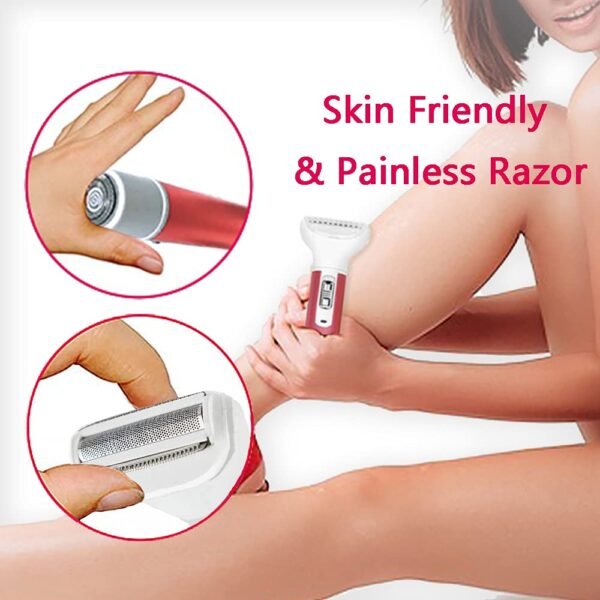 Electric Razor for Women,5 in 1 Womens Shaver Electric Bikini Trimmer Pubic Hair Removal Wet & Dry Painless Shaver for Legs Underarms Eyebrow Face Nose and Bikini Line Razor (Red) - Image 4