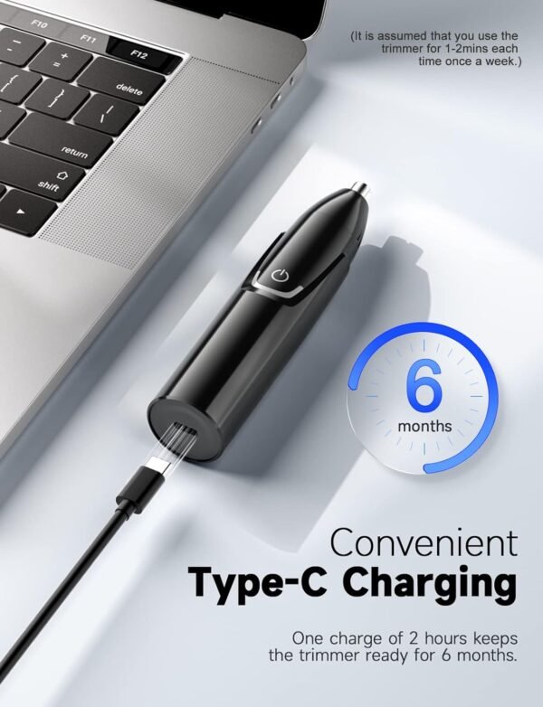 ZORAMI Rechargeable Ear and Nose Hair Trimmer - 2025 Professional Painless Eyebrow & Facial Hair Trimmer for Men Women, Powerful Motor and Dual-Edge Blades for Smoother Cutting Black - Image 3