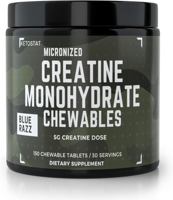 Creatine Chews 5G Chewables 30 Day Supply, Micronized Creatine Monohydrate Tablet, Sour Razz (150ct) Creatine for Women & Men - Image 2