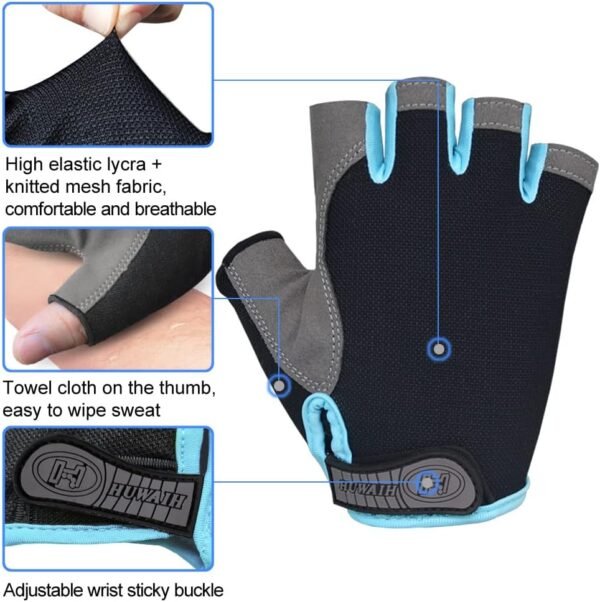 HuwaiH Cycling Gloves for Men/Women Anti-Slip Shock-Absorbing Biking Gloves Half Finger Gel Pad Bicycle Gloves Breathable Bike Gloves - Image 4