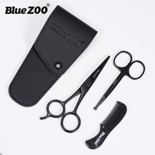 BlueZOO Beard Mustache Scissors and Comb Kit with PU Storage Bag, Rounded Safety Nose Hair Scissor for Men and Women Care Grooming, Ear Trimming Tool, Shears for Personal Grooming, Cutting & Styling - Image 9