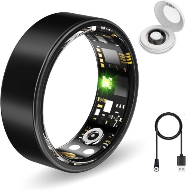Smart Ring Health Tracker, Sleep&Exercise Monitor Heart Rate,Blood Oxygen,Fitness Trackers for Man&Women -Long Lasting Batteries,Waterproof Sleep Tracking Wearable (Black, 11) - Image 2