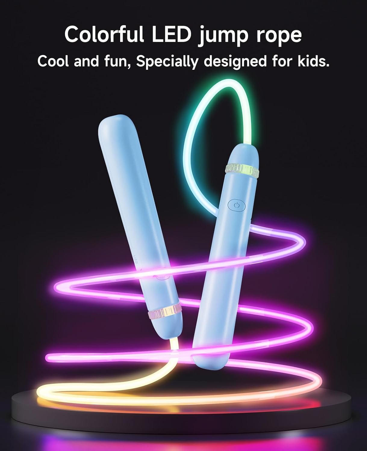 LED Light Up Jump Rope for Kids and Adult, Adjustable Glowing Skipping Rope for Boys and Girls, Colorful Luminous Jumping Rope for Fitness and Workout Blue - Image 3