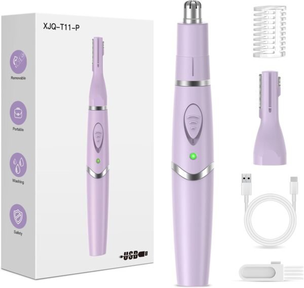 Nose Hair Trimmer for Women - 2 in 1 Professional Painless Eyebrow and Facial Hair Trimmer for Men and Women, USB Rechargeable Trimmer Double Edged Blades Easy to Clean - Image 2