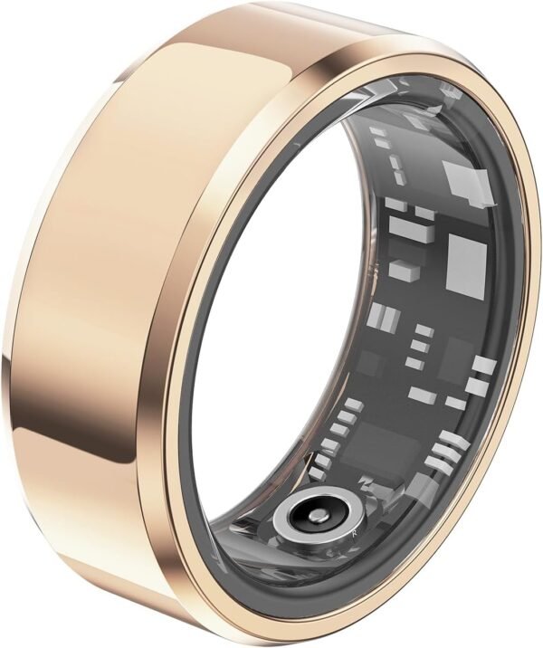 Smart Rings Health Tracker，Sports Fitness Ring，Step Tracker，Heart Rate Monitor ，Blood Oxygen， Sleep Tracker ，IP68 Waterproof，Activity Fitness Tracker，Best Smart Rings for Women Men (Gold, 1) - Image 2