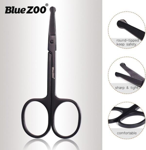 BlueZOO Beard Mustache Scissors and Comb Kit with PU Storage Bag, Rounded Safety Nose Hair Scissor for Men and Women Care Grooming, Ear Trimming Tool, Shears for Personal Grooming, Cutting & Styling - Image 5