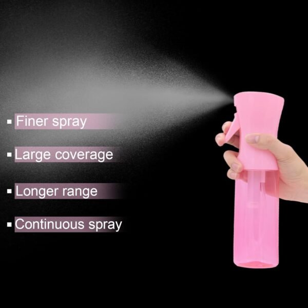Empty Spray bottles, Continuous Spray Bottle for Hair, Spray Water Bottle Fine Mist Refillable, Skin Care, Showering Pets, Plants, travel, Ironing and Cleaning 6.8 Ounce (1 Pack, Pink) - Image 8