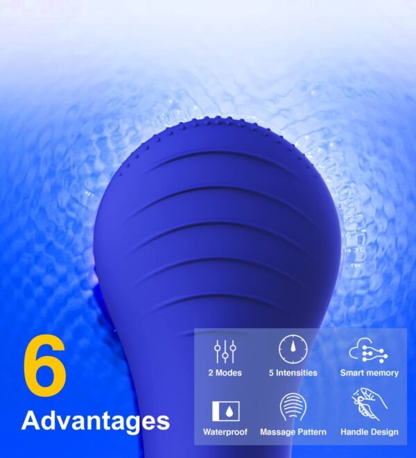 NågraCoola CLIE Facial Cleansing Brush, Waterproof and Rechargeable Face Scrub Brush for Men & Women, Cleansing, Exfoliating and Massaging, Electric Face Scrubber - Blue - Image 5