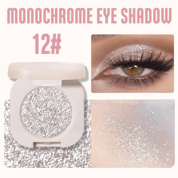 Monochrome Glittler Eyeshadow, light Shimmer eyeshadow, pressed glitter eyeshadow, Glittler Matte Pressed Powder Single Vegan Eyeshadow; Talc, Paraben & Cruelty Free, Slive Glitter (12) - Image 4