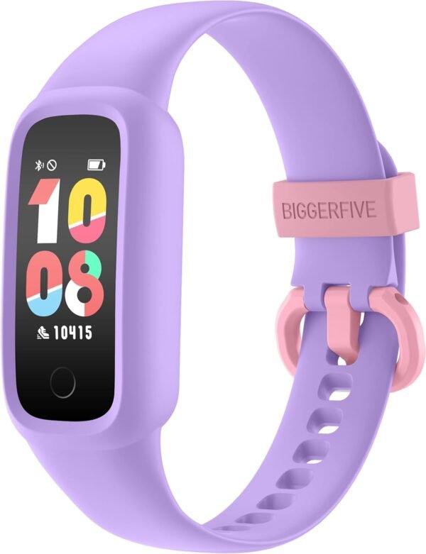 BIGGERFIVE Vigor 2 L Kids Fitness Tracker Watch for Girls Ages 5-15, IP68 Waterproof, Activity Tracker, Pedometer, Heart Rate Sleep Monitor, Calorie Step Counter Watch, Lilac - Image 2