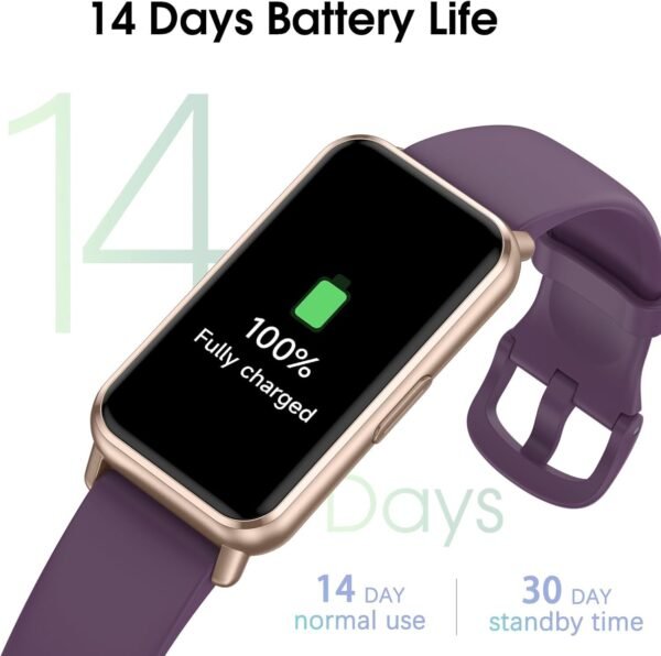 Long Battery Pedometer Watch 14 Days Battery Life, Slim Design No App/Phone Required Fitness Tracker, 50 Meters Waterproof Smart Watch, Heart Rate & Blood Oxygen Monitor Step Counter for Men Women - Image 5