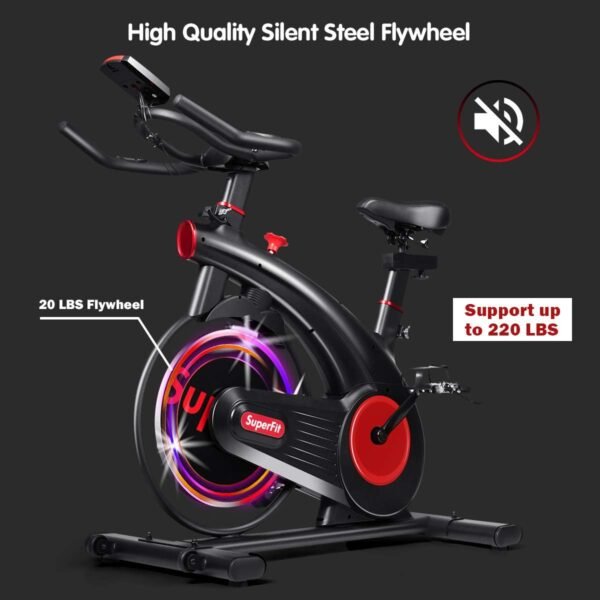 GYMAX Indoor Exercise Cycling Bike, Stationary Bike with 20lbs Steel Flywheel & Heart Rate Monitor, Silent Operation for Home, Gym, Office - Image 10