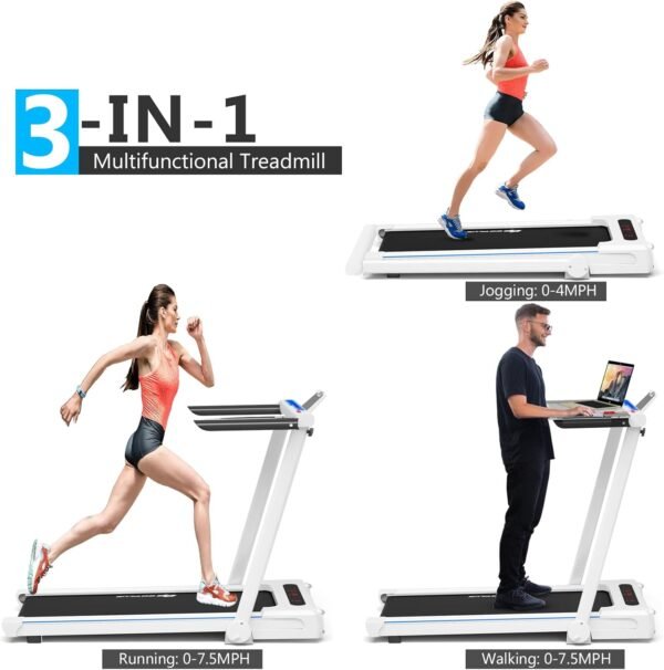 Goplus 3-in-1 Treadmill with Large Desk, 2.5HP Folding Electric Treadmills, LED Display, Remote Control, Blue Tooth Speakers, Walking Jogging Machine for Home/Office Use - Image 3