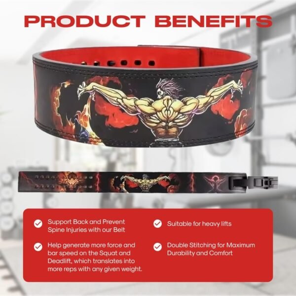 Anime Lever Belt - Weight Lifting Belt Heavy Duty Powerlifting Belt, Weightlifting Gym Belt for Back Support Deadlifts Squats - Image 5