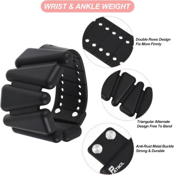 PATIKIL Adjustable Wrist Weights Set of 2, 2Lbs Total (1lb Each) Silicone Ankle Walking Weights for Women Men Bracelets for Training Yoga Jogging Aerobics - Image 4