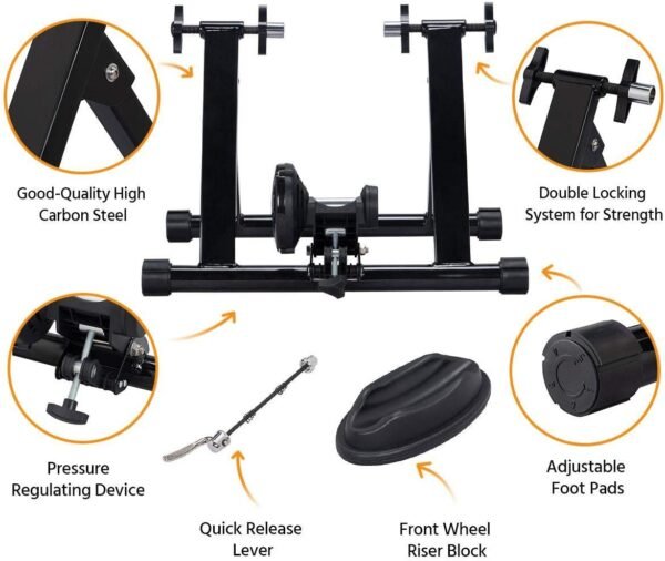 Yaheetech Bike Trainer Stationary Bike Stand Magnetic Bike Trainer Stand for Indoor Riding Premium Steel Bicycle Trainer Accessories Fits for 26in-28in, 700C Wheels - Image 6