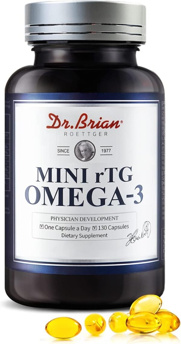 Dr.Brian Fish Oil Supplement 130 softgel, Highly Absorbed rTG Mini Omega 3 Fish Oil Capsule w EPA/DHA Fatty Acids Vitamin D E, 500mg rTG Omega-3 Support Heart Brain Immune Health No Fishy Taste - Image 2