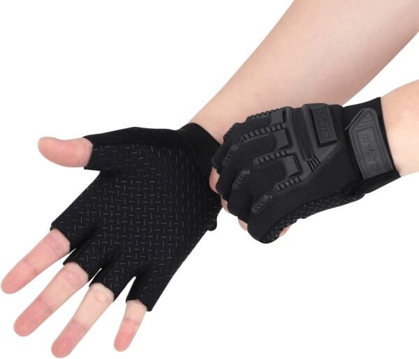 Kids Half Finger Cycling Gloves Mittens Breathable Non Slip Fingerless Bike Riding Gloves Shockproof Sports Training Gloves UV Protection Outdoor Skateboard Gloves for Boys Girls 6-10Y - Image 3