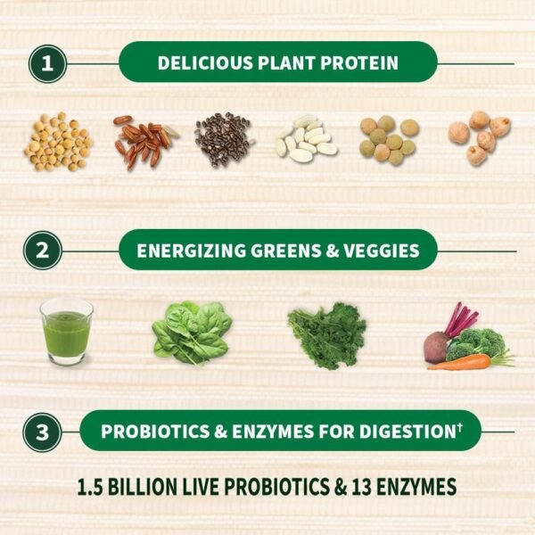 Garden of Life Raw Organic Protein & Greens Lightly Sweet, Vegan Protein Powder for Women and Men, Plant Protein, Pea Protein, Greens & Probiotics, Dairy Free, Gluten Free Low Carb Shake, 20 Servings - Image 4