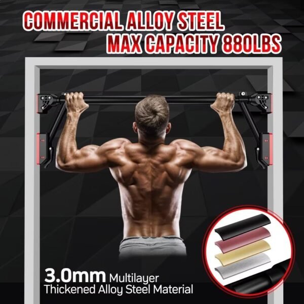 Pull Up Bar - Two-way Support Strength Training Chin up Bar for Doorway without Screws, Portable Pullup Bar for Home Gym Exercise Fitness with Level Meter, Adjustable Width, Max Load 880 LBS - Image 3