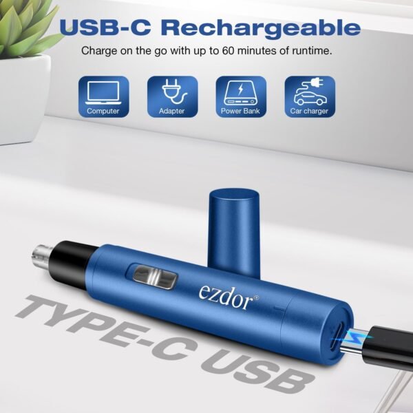 Nose Hair Trimmer for Men Women, Electric Nose & Ear Hair Trimmer, USB C Rechargeable, Wet/Dry, Powerful Motor with Stainless Steel Blades - Image 5