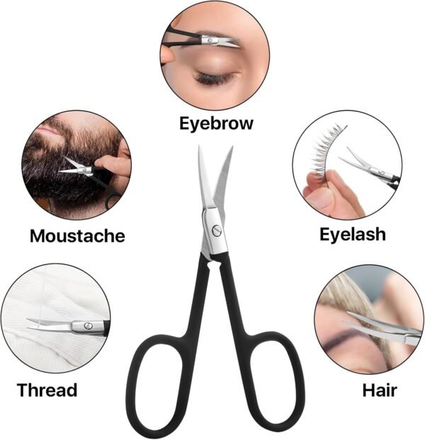 Nose Hair Trimmer for Women and Men, Premium Grooming Scissors with Curved Tip Clippers for Facial Hair,Eyebrow, Nose Hair, Mustache, Beard, Eyelashes, Ear - Image 6