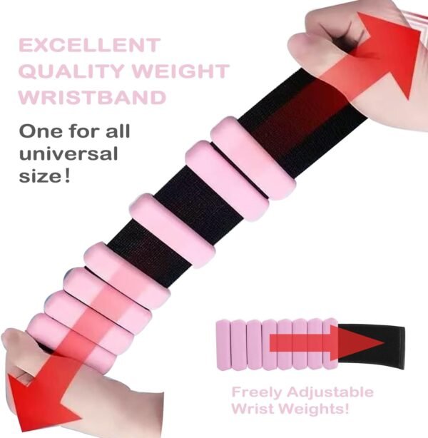 Wrist and Ankle Weights Set of 2(1Lbs Each) Adjustable Silicone Wrist Bangles for Women's and Men Home Gym, Walking, Running and Yoga Strength Training with Resistance Bands as Gift - Image 4