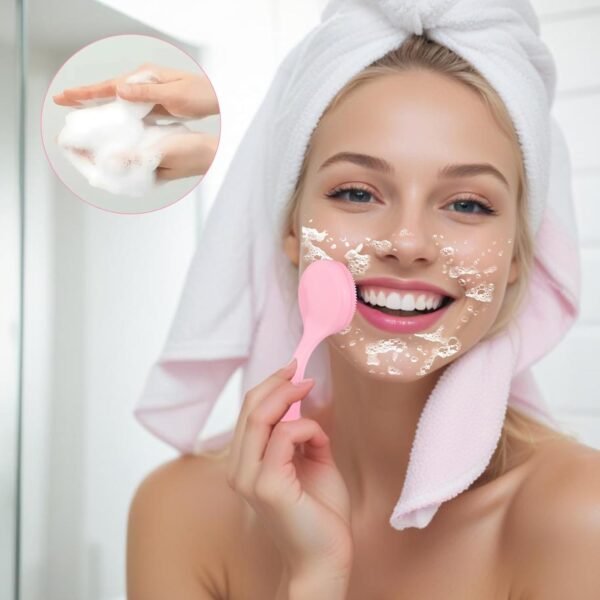 4 Pack Silicone Manual Facial Cleansing Brush, Soft Facial Brushes Waterproof Exfoliating Face Cleaning Brush, Skin Friendly Face Brush for Blackheads Whiteheads Makeup Residues Removal - Image 7
