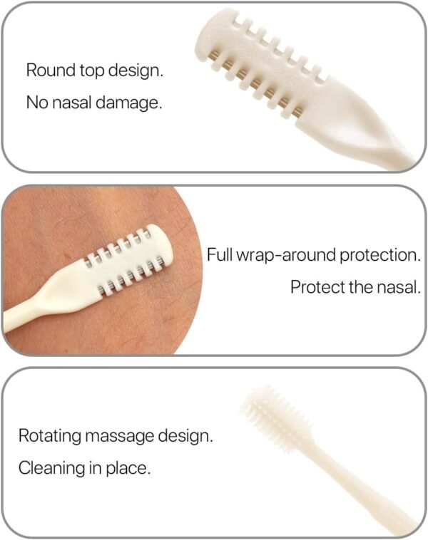 VANANA Nasal Hair Cutter, Manual Nose Hair Trimmer 360 Degree Rotate to Clean Double Sided Head Brush Nose Hair Plucker for Women Men, with Storage Box (12 Pieces, Multicolor) - Image 6