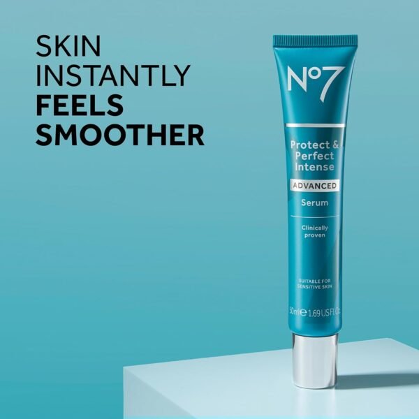 No7 Protect & Perfect Intense Advanced Serum - Anti-Aging Face Serum that Visibly Smoothes & Firms Fine Lines and Wrinkles - Formulated with Hyaluronic Acid and Matrix 3000+ Technology (1 Fl Oz) - Image 3