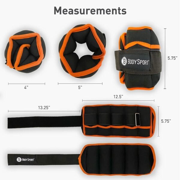 Body Sport Adjustable Ankle Weights, 1 lb.–5 lb. – Customizable Ankle and Wrist Weight Sets for Men, Women, and Kids – Workout Aid for Added Resistance – Weight Set for Walking, Running, - Image 3