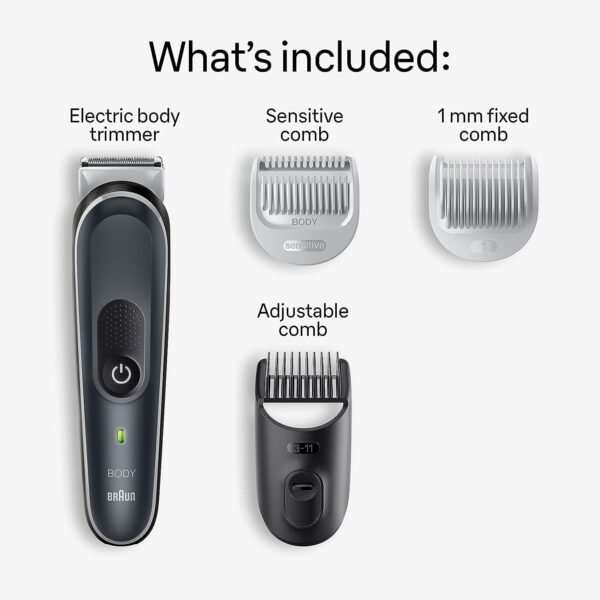 Braun Body Groomer 5 for Men, BG5340, Manscaping Tool, SkinShield Technology, Sensitive Comb, Lifetime Sharp Metal Blade, Body Groomer for Men, Gray/White - Image 3
