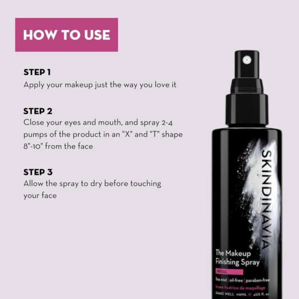 Skindinavia Makeup Primer + Makeup Finishing Spray Bridal | Hydrating Spray, Pore Minimizing Primer Mist | Long Lasting, Sweat Resistant & Waterproof Fine Mist Matte Setting Spray, (2 x 4 Fl. Oz.) - Image 6