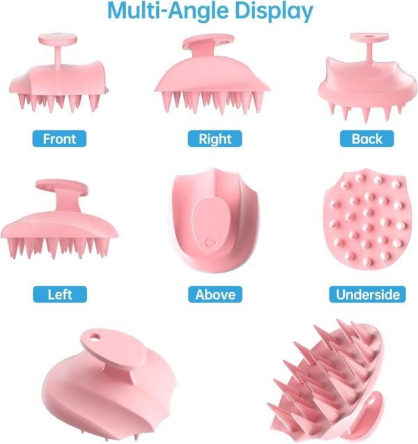 Silicone Scalp Massager Shampoo Brush, Ergonomic Head Scalp Scrubber for Dandruff Removal, Hair Growth, Wet Dry Hair Care, Gentle Exfoliation and Deep Washing for Men Women (Pink) - Image 8